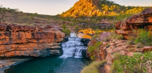 Sunrise at Bell Gorge waterfall in central Kimberley, Western Australia
